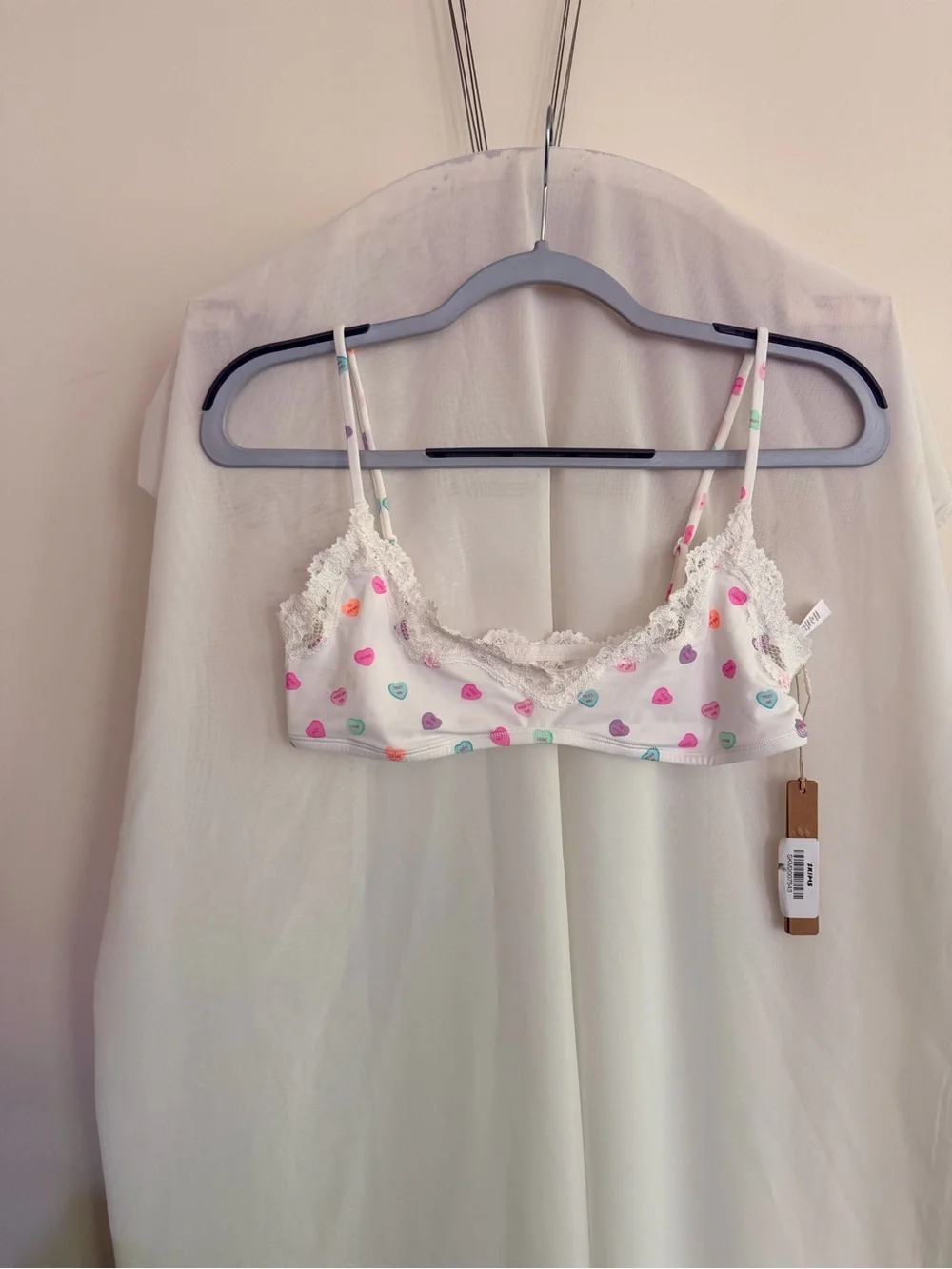 NWT SKIMS Fits Everyone Lace Scoop Bralette with Heart Print Size M - Picture 4 of 5